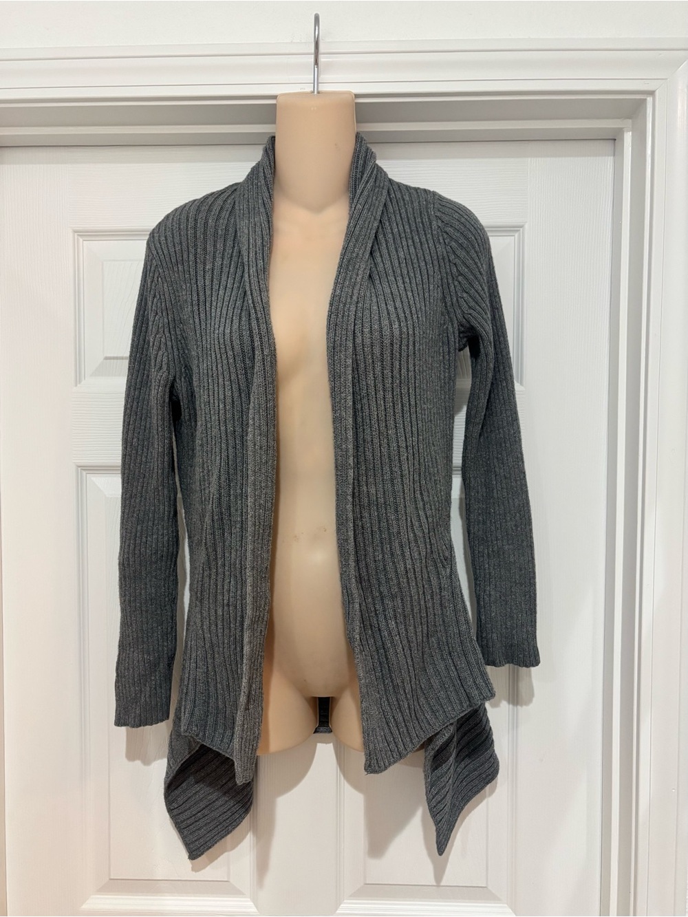 Merona Charcoal Gray Ribbed Open-Front Cardigan